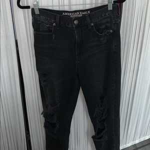Washed out black American Eagle mom jeans